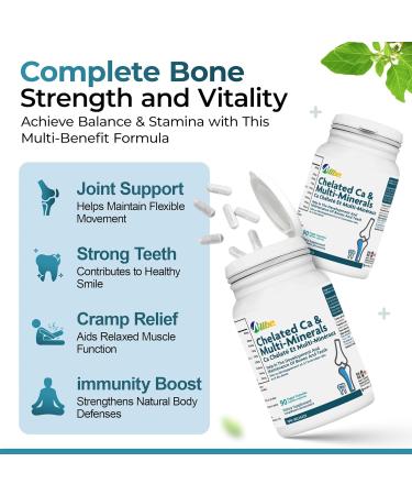 ALLBE Chelated Ca & Multi-Minerals Capsules, 400mg Calcium and 200mg Magnesium with 7.5mg Zinc Supplements, 4 Packs of 90 Bones and Teeth Support Capsules, Serving Size: 2, 120 Days Supply - Buy Online on GoSupps.com