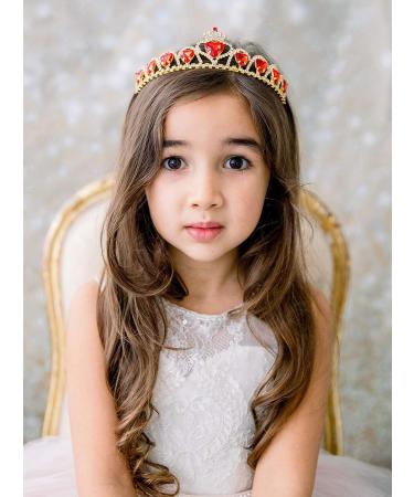 SWEETV Red Princess Tiara for Girls - Crystal Heart Headband for Kids Costume & Cosplay - Buy Online on GoSupps.com