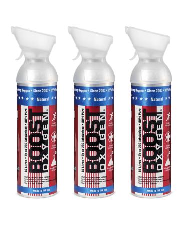 3 Pack 10-Liter Special Edition Stars & Stripes Boost Oxygen Portable Pure Canned Oxygen Canister Bottle for High Altitudes, Athletes, & More, Natural Natural Americana 3 Pack