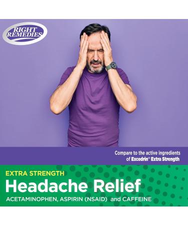 RIGHT REMEDIES Extra Strength Headache Relief with Acetaminophen Aspirin (NSAID) & Caffeine (300 caplets) Back & Body Pain Relief Compare to The Active Ingredients in Excedrin Extra Strength - Buy Online on GoSupps.com