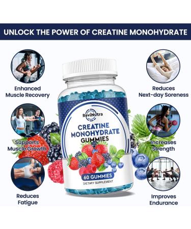 Creatine Chewable Gummies - 2000mg Monohydrate for Muscle Building Recovery & Endurance | Easy Digest Fast Absorb 60 Count - Buy Online on GoSupps.com