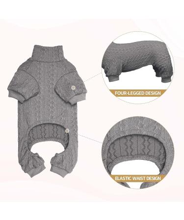 Knitted Turtleneck Dog Sweater - Warm Puppy/Cat Clothes for Small Dogs (X-Small, Grey) - Buy Online on GoSupps.com