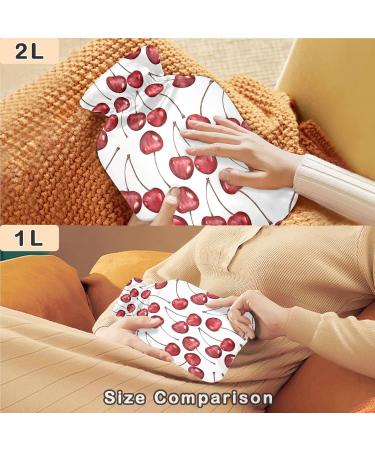 Naanle 2L Transparent Hot Water Bottle with Cover - Large Cherry Berries Design for Bed Hand and Feet Warmer | Pain Relief & Heat Therapy - Buy Online on GoSupps.com