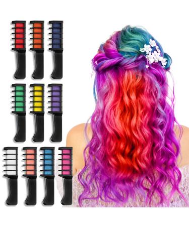 10 Color Hair Chalk for Girls Temporary Hair Color Dye for Kids,Washable Hair Chalk Comb,Gifts for Girls Age 8-12,Best Creative Gifts for Children's Day Christmas Halloween Cosplay Birthday Party New Year