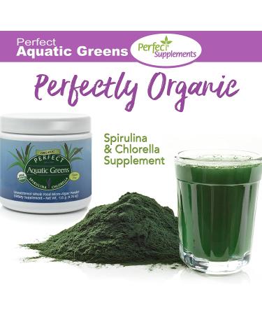 Organic Aquatic Greens Spirulina & Chlorella Powder - 135g by Perfect Supplements - Buy Online on GoSupps.com