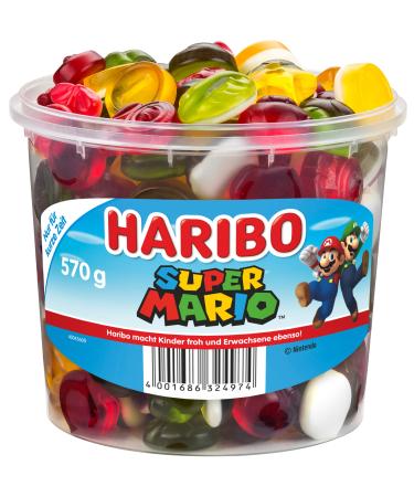 Haribo Super Mario Special Edition Fruit Gum with Foam Sugar 570g Milk 570 g (1 pack)
