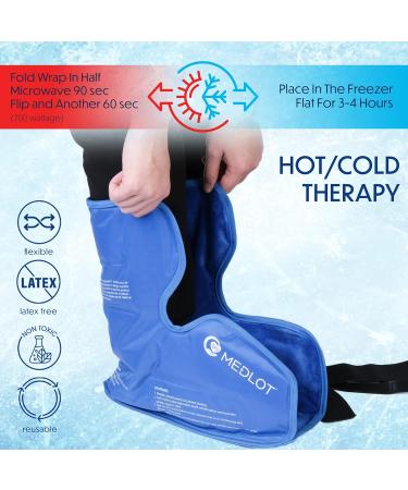 Large Foot Ankle Ice Pack Wrap for Achilles Tendonitis & Plantar Fasciitis Relief - Hot Cold Therapy Gel Pack with Plush Lining and Strap - Mother's Day Gift - Buy Online on GoSupps.com