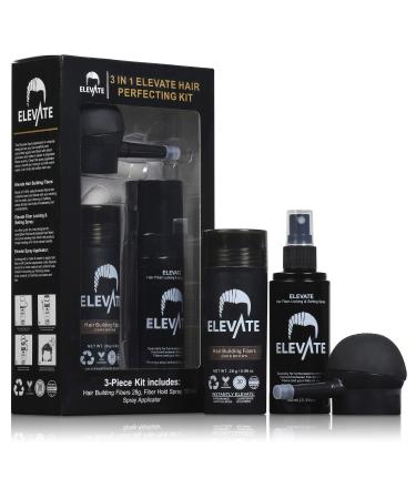ELEVATE Hair Perfecting 3-in-1 Kit Set Includes Natural Hair Thickening Fibers & Spray Applicator Pump Nozzle & Locking Setting Hold Hair Spray | Instantly Conceal Balding Hair Areas (Dark Brown) - Buy Online on GoSupps.com