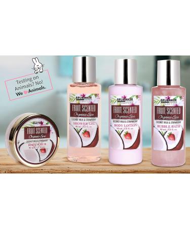BRUBAKER 5-Piece Bath and Shower Set - Coconut & Strawberry Fragrance Gift Set - International Shipping Available - Buy Online on GoSupps.com