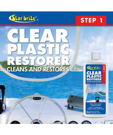 STAR BRITE Clear Plastic Restorer - Renew, Restore & Maintain Hazy, Yellow, Scratched Plastic Surfaces - Step 1 of Two-Step System for Strataglass, Isinglass, Polycarbonate & Acrylic - Buy Online on GoSupps.com