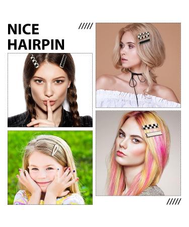 18 Piece Black White Checkerboard Hair Barrettes Set for Women and Girls - Elegant Geometric Hair Clips - Vintage Hair Accessories - Black White Plaid Glitter Hair Pins - Buy Online on GoSupps.com