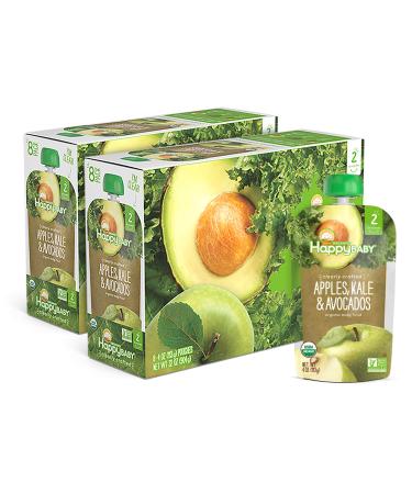 Happy Baby Organics Clearly Crafted Stage 2 Baby Food Apples, Kale & Avocados, 4 Ounce Pouch (Pack of 16) (Packaging May Vary) Apple Kale Avocado