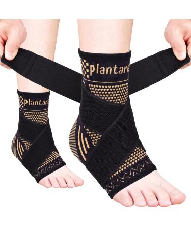 Plantar relief 2 couples copper ankle bandage for women men - adjustable ankle bandage ankle legitis plantar fasciitis relief sprained ankle support m copper 2 pairs m