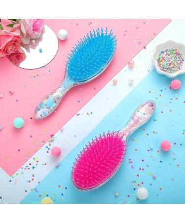 Kids Wet Hair Brush Set - 2 Confetti Glitter Detanglers for Girls | Soft Bristles Massage Brush | Ideal Christmas Holiday Gift (Bunny and Unicorn) - Buy Online on GoSupps.com