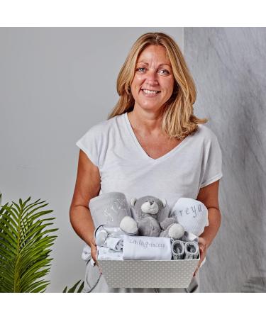 Personalised Baby Girl Gift Set - Newborn Essentials and Hamper for Baby Girl - Grey - Buy Online on GoSupps.com