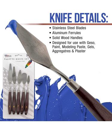 U.S. Art Supply 5-Piece Stainless Steel Palette Knife Set - Flexible Spatula Painting Knives for Mixing, Spreading, and Applying Oil & Acrylic Paint, Cake Icing, 3D Printer Tool - Buy Online on GoSupps.com