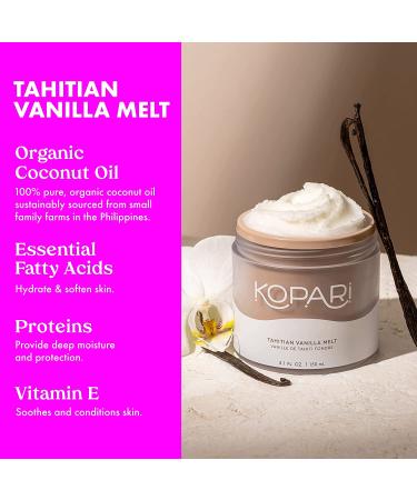 Kopari Tahitian Vanilla Coconut Melt - 100% Unrefined Coconut Oil Moisturizer for Body, Hair & Face | Vegan & Cruelty-Free | 5 Oz - Buy Online on GoSupps.com