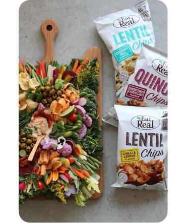 Eat Real Crisps Multipack - Hummus Chips Sour Cream & Chives and Tomato & Basil (3x25g Single Bag each) Bundled By The Great British Kitchen | Healthy Snacks for Adults - Buy Online on GoSupps.com