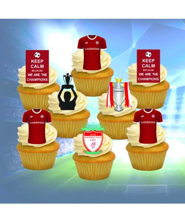 16 x Liverpool Football Champions Birthday Party Pack Edible Cake Topper & Cupcake Toppers Decorations