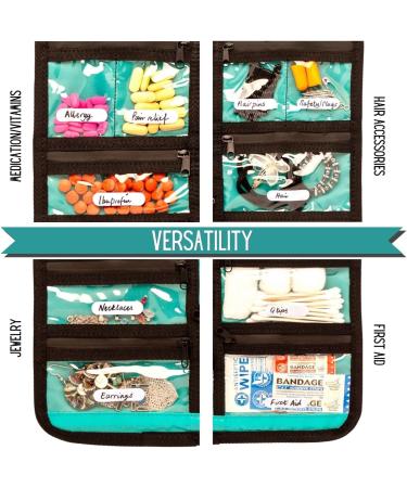 Water-Resistant Roll-Up Travel Pill Organizer | 11 Pockets Erasable Labels & Collapsible Cup - Ideal for Meds Accessories First Aid & Jewelry - Buy Online on GoSupps.com