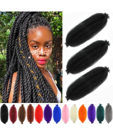 Afro Twist Hair 16Inch 3Packs Springy Afor Twist Hair Pre Fluffed Spring Twist Hair (16 Inch (Pack of 3) 1B) 16 Inch (Pack of 3) 1B