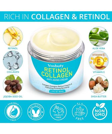 Anti-Aging Retinol & Collagen Face Cream for Women & Men - 50ml - Buy Online on GoSupps.com