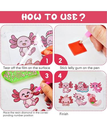 24 Pcs Axolotl 5D DIY Diamond Painting Sticker Kit for Kids and Adults - Buy Online on GoSupps.com