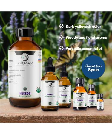 uh*Roh*Muh Organic Hyssop Essential Oil - 100% Pure & Natural Aromatherapy Oil Fresh Floral Scent USDA Certified Organic 5ml - Perfect for Diffusers - Buy Online on GoSupps.com