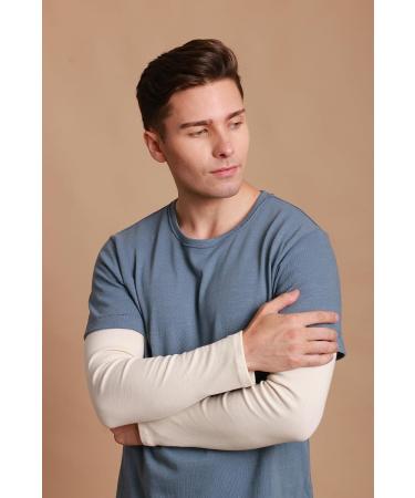 Cottonique Allergy-Free Organic Cotton Therapeutic Arm Sleeve for Eczema Psoriasis and Contact Dermatitis (Natural Small) - Buy Online on GoSupps.com