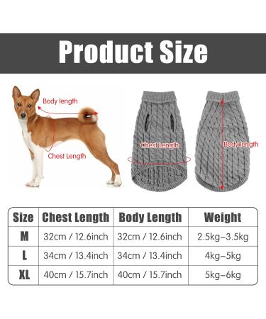 Moorle Cozy Turtleneck Dog Sweater - Winter Knitting for Small & Medium Dogs and Cats - Warm Wool Pet Clothing in Gray - Buy Online on GoSupps.com