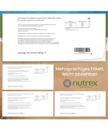 Nutrex Hawaii Pure Hawaiian Spirulina 1000mg 180 Vegan Tablets Gluten-Free Soy-Free Laboratory Tested for Optimal Health - Buy Online on GoSupps.com