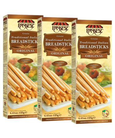 Grissini Breadsticks, Original - All Natural Traditional Italian Breadsticks, Non-GMO - 4.4 Ounce, 3 Pack