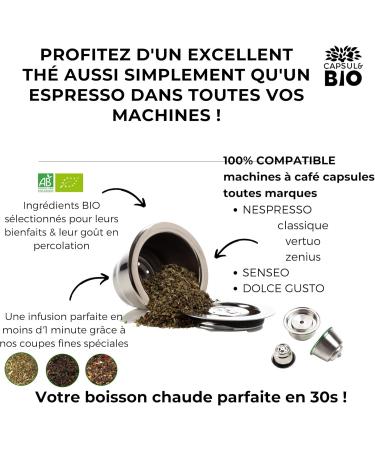 CAPSUL&BIO Th Noir Cacao - Compatible avec les machines Capsules Nespresso - 10 Capsules Biod gradables 100% V g tales - Rapide et Sain - Fabriqu en France. - Buy Online on GoSupps.com