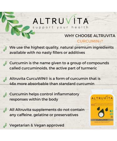 Altruvita Curcumin+ 500mg | 60 Vegan Capsules | Joint Comfort & Flexibility Support | Highly Absorbable | 60 Days Supply - Buy Online on GoSupps.com