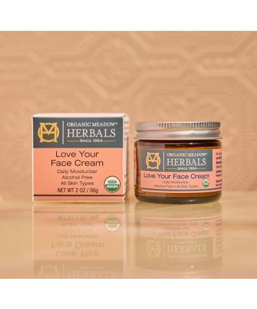 Organic Meadow Herbals Love Your Face Cream 2oz. USDA Certified Organic. Rich Facial Moisturizer for all skin types. Woman-owned & Operated Since 1994 - Buy Online on GoSupps.com