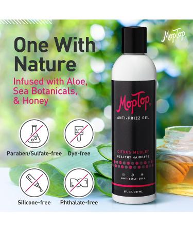 MopTop Salon Anti Frizz Gel 8oz - Medium Hold, Frizz-Free for Curly & Kinky-Coily Hair - Aloe, Sea Botanicals, Honey Formula - Reduces Frizz, Enhances Curls - Buy Online on GoSupps.com