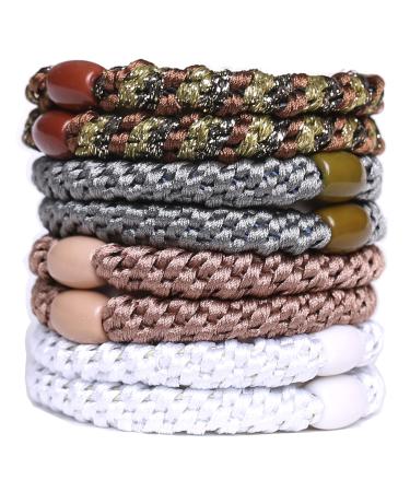 GYGYL 8Pcs Mixed Color Hair Ties for Women Girls Elastics Hair Bands Ponytail Holders for Thick Hair No Damage No Crease Hair Elastics(Style 12) Mixed color Style12