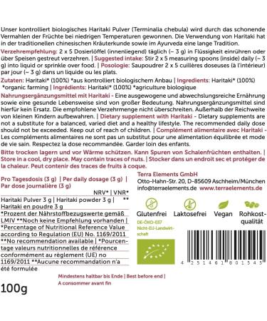 Terra Elements Organic Haritaki Powder 100g | Pure Ayurvedic Spice | Vegan & Raw | International Shipping - Buy Online on GoSupps.com