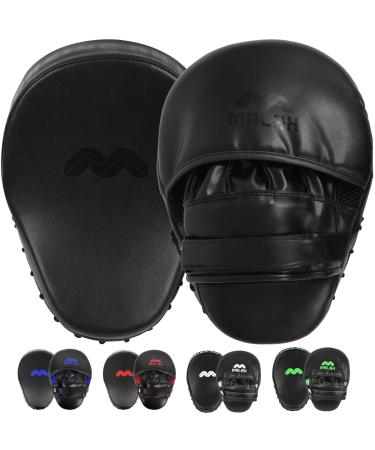 Boxing Punching Mitts-Curved Kickboxing Muay Thai MMA Pad Training Target Punch Mitts Bags for Kids, Men &Women (Pair) Full Black
