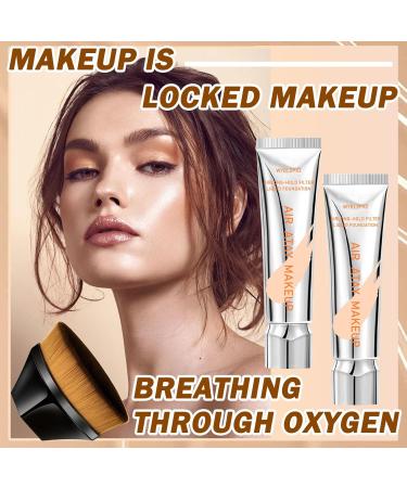 Shop Waterproof Foundation Cream | Full Coverage Lightweight Makeup Kit with Brush - #02 - Long Lasting & Oil Control for Women | International Shipping - Buy Online on GoSupps.com