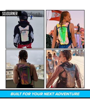 Sojourner Hydration Pack - 2L Hydration Bladder for Festival, Hiking, Biking - Silver Holographic - Buy Online on GoSupps.com