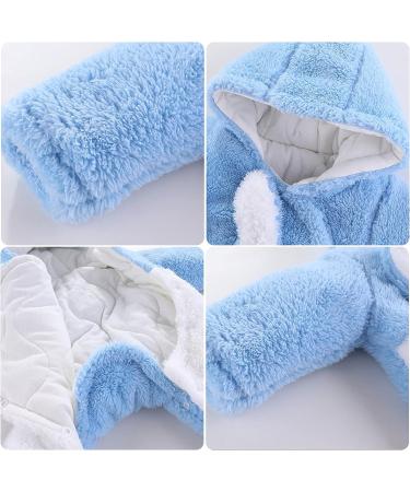 Newborn Baby Cartoon Bear Snowsuit Winter Coat Fleece Hooded Romper Jumpsuit Blue Rabbit - 9-12 Months - Buy Online on GoSupps.com