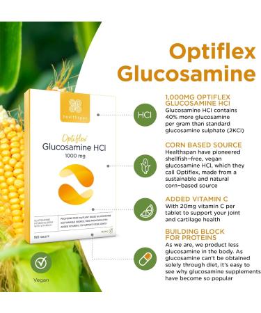 Healthspan Optiflex Glucosamine 1 000mg with Vitamin C | Joint Health | 40% More Glucosamine Per Gram | Sustainably Sourced | Vegan (320 Tablets) - Buy Online on GoSupps.com