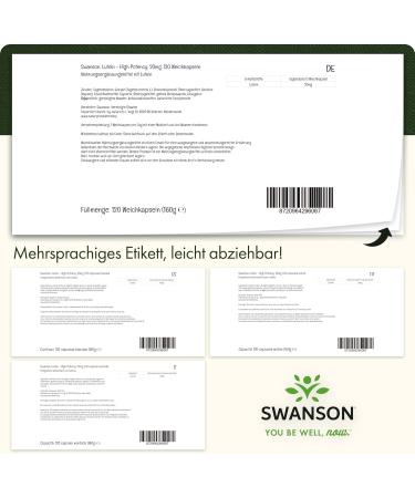 Swanson Lutein 20mg - High Potency Tagetes Extract 120 Gluten-Free Soft Capsules Laboratory Tested & Non-GMO - International Shipping Available - Buy Online on GoSupps.com