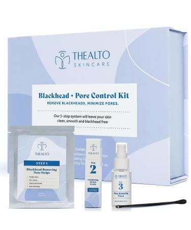 Blackhead Remover and Pore Minimizer Kit - Includes 10 Black Head Removing Nose Strips 10 Exfoliating Cotton Swabs 1 1 oz. Pore Reducing Facial Toner - Witch Hazel and Natural Plant Extracts