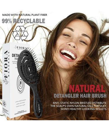 Fiora Naturals Hair Detangling Brush - Gentle Bio-Friendly Detangler for Curly & Straight Hair - Ideal for Women, Men, Kids, Toddlers - Wet & Dry Hair - Spiral Design in Black - Buy Online on GoSupps.com