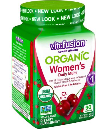 VitaFusion Organic Women's Multi Gummies - Wild Cherry Flavor, 90 Vegetarian Gummies - Buy Online on GoSupps.com