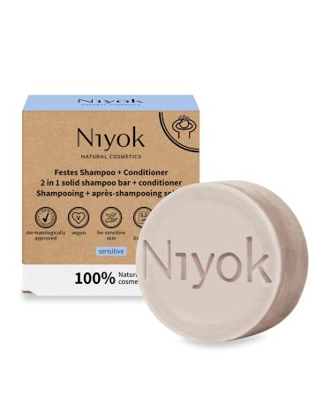 Niyok 2 in 1 Shampoo and Conditioner - Skin-Neutral PH - 5.5 - Vegan - Plastic-Free - Normal to Fine Hair - Like Hair Soap - Natural Organic Cosmetics Without Plastic -