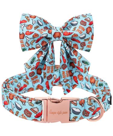 Unique Style Paw's dog collar with a fly comfortable cotton dog collar adjustable turkey fly collar for young girls dog fly collar with metal buckle L neck 40.6-61 cm L B: Turkish party