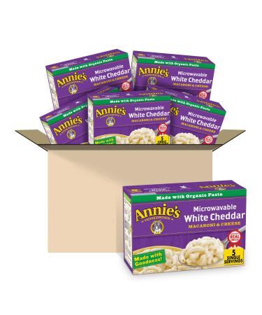 Annie's White Cheddar Macaroni & Cheese, Microwavable Mac & Cheese, 10.7 oz, 5 ct (Pack of 6)